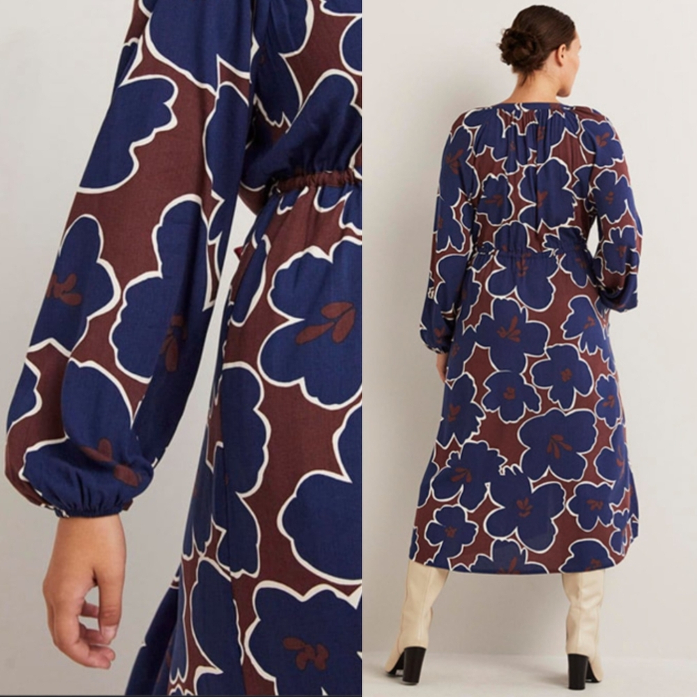 BODEN Floral Tie Front Dress - Picture 2 of 8